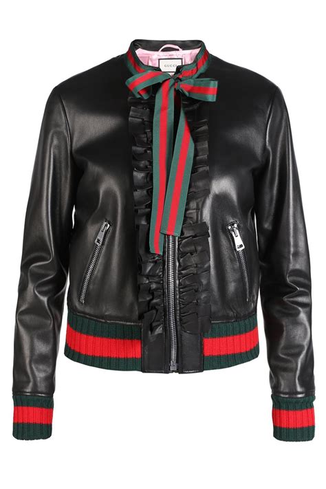 gucci jacket asymmetrical zip moto leather cotton|Gucci leather jacket women.